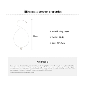 Detailed specs of silver teardrop pendant necklace in alloy and copper with 78cm length