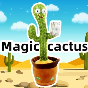 Dancing Cactus Toy Knitted Plush Singing Recording Lighting Twisting Educational Electronic For Toddlers Kids Gift