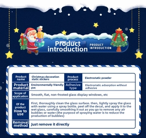 Detail of eco-friendly PVC static Christmas window stickers with elk and snowman patterns
