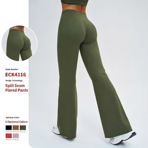 Pantalon de Yoga Évasé à Taille Haute pour Femmes Leggings d'Entraînement Bootcut Gainant Pantalons Sport Bottoms