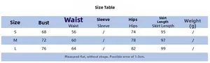 Size chart for slim fit ruched midi dress showing bust, waist, hips, and length in centimeters