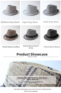 Detail of breathable paper straw weave texture and multiple colors of men's jazz fedora hats