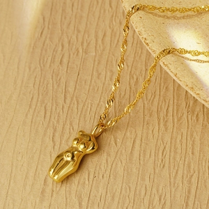 French vintage Venus torso pendant necklace in gold-plated stainless steel for women