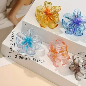 Pinces à cheveux fleurs transparentes à paillettes en plusieurs couleurs pour coiffure