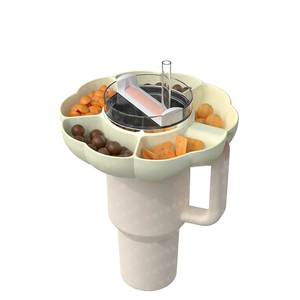 Detailed close-up of a 5-compartment silicone snack bowl tray for 40oz tumblers