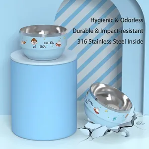 Bol isotherme pour enfants en acier inoxydable 316 avec motif astronaute bleu ciel