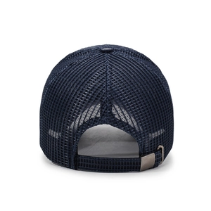Dark blue breathable mesh baseball cap for summer with adjustable metal buckle back