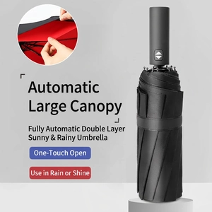 Fully Automatic Folding Umbrella 12 Ribs Double Layer Large Windproof UV Protection Pongee Alloy Business For Adult