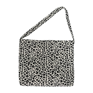 Fashionable leopard print canvas tote bag with large capacity and shoulder strap