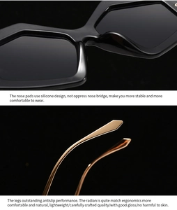 Detailed view of soft silicone nose pads and ergonomic golden metal temple design