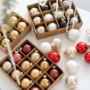 Premium 6cm multi-color Christmas glass ball ornaments set in kraft gift boxes