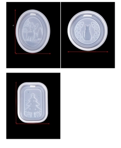 Detail of DIY Christmas resin molds showing dimensions for deer and tree silicone designs