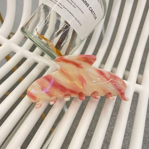 Elegant pink marble acetate hair claw clip with floral pattern for thick hair