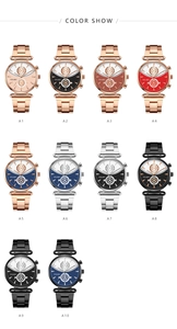 Collection of quartz watches with metal link straps in rose gold, silver, and black tones