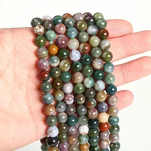 Polished natural Indian Agate round loose beads in various colors for DIY jewelry making