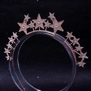 Rose gold star headband with sparkling rhinestones for bridal weddings and party hair styling