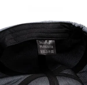 Vue détaillée de l'étiquette d'entretien montrant 70% coton et 30% de polyester