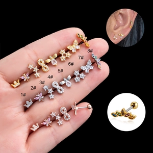 Orecchini A Perno In Acciaio Inossidabile Zircone Fiori Libellula Corona Gioielli Da Piercing Per Donne