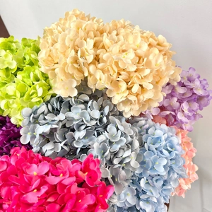 Vibrant 5-head artificial hydrangea bouquet in assorted colors for wedding decoration