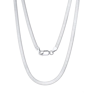 Polished S925 sterling silver flat snake chain necklace with Italy hallmark engraved