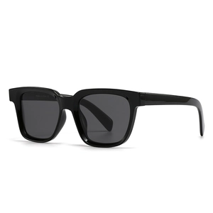 Classic square black sunglasses for women with high-gloss frame and dark lenses
