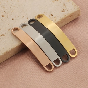 Set of four curved stainless steel rectangle connectors in gold silver rose gold and black
