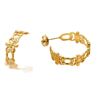 Minimalist 18K gold-plated stainless steel hollow chain earrings for women with stylish design