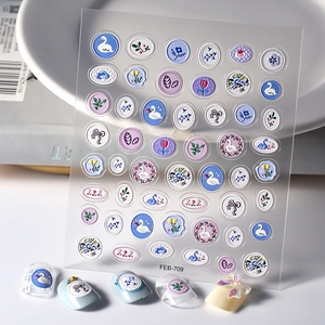 Autocollants À Ongles Relief 5D Design Vintage Français Cygne Tulipe Fleur Imperméable Décalcomanies Manucure Pour Femmes