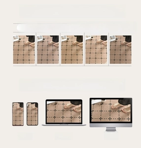 Visual comparison of vintage carpet colors under different lightings and on digital screens
