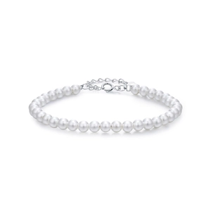 Elegant s925 sterling silver pearl bracelet with adjustable chain for women