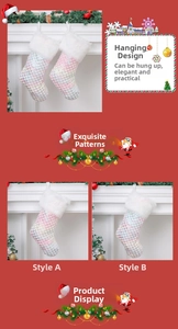 Detail eines roten Pailletten-Weihnachtsstrumpfs mit weißem Kunstfellbesatz und Schlaufe