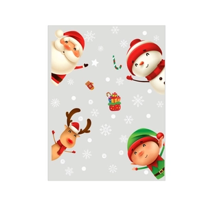 Stickers de Noël statiques avec Père Noël, renne et flocons de neige pour fenêtres