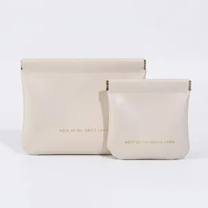 Portable PU Leather Mini Storage Pouch Self-Closing Squeeze Bag For Data Cable Lipstick Jewelry Coin Travel Organizer
