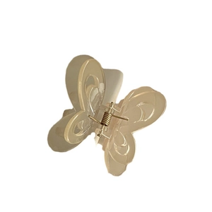 Elegant translucent butterfly hair claw clip made of premium acrylic on white background