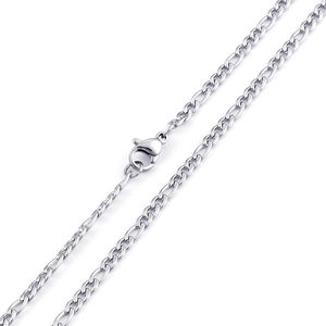 Classic silver stainless steel Figaro chain necklace with a durable lobster clasp closure