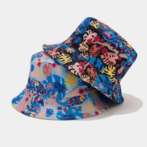 Women's tropical leaf print sun hat for hiking and outdoor summer travel fashion