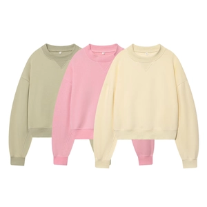 Sweatshirt Femme Col Rond Couleur Unie Pull Tricot Coton Polyester Épaules Tombantes Coupe Décontractée Streetwear