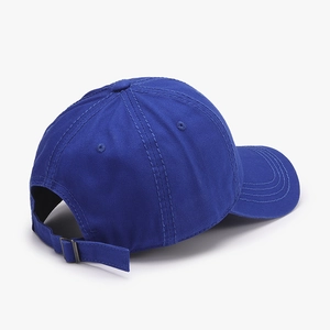 Classic royal blue cotton baseball cap with adjustable metal buckle and breathable holes