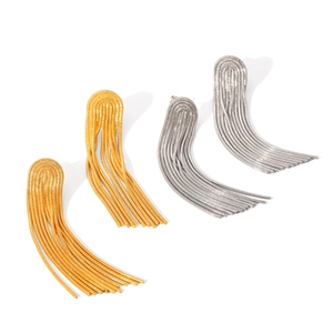 Elegant 18K gold and silver stainless steel tassel fringe earrings with multi-chain design
