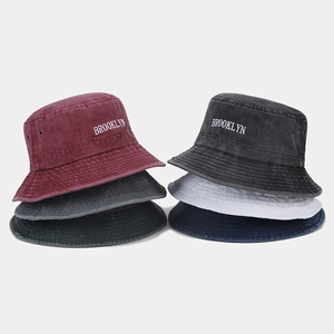 Chapeau Bob Brodé Brooklyn Coton Lavé Vintage Rétro Streetwear Protection Solaire Respirant Casquette Extérieur