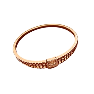 Bracelet jonc plaqué or rose 18K avec maillons carrés et pierres en zircone cubique