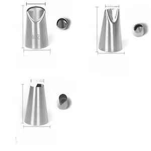 Detail view of 304 stainless steel piping nozzles with specific model numbers and sizes