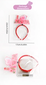 Détails de taille et poids de 19,3g du serre-tête I Love Mom avec roses