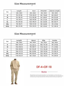 Detailed size chart for men's leisure tracksuit including top and pants measurements