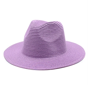 Straw Fedora Hat Wide Brim Sun Protection Summer Jazz Panama Style For Women Men Breathable Beach Accessory