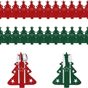Porte-Couverts Sapin De Noël En Feutre Motif Étoile Sac De Table Pochette À Couverts Pour Décoration De Table De Fête