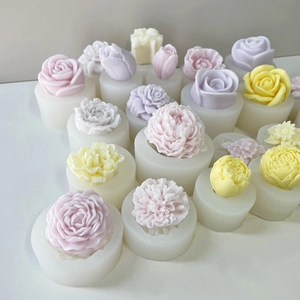 DIY floral silicone molds for scented candles and soaps with various flower designs