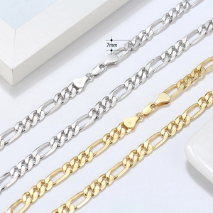 7mm S925 sterling silver Figaro chain necklace in gold and silver finish options