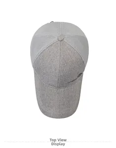 Draufsicht der grauen Herren-Basecap mit atmungsaktivem Mesh und Stoffdetails