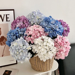 3D printed hydrangea bouquet in a woven wicker basket for home tabletop decor